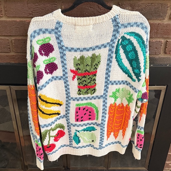Vintage Northern Isles Hand Knit Fruit Vegetable Sweater - Picture 6 of 10